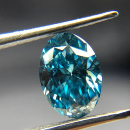 0.58Ct Blue Oval Cut Lab Created Diamond