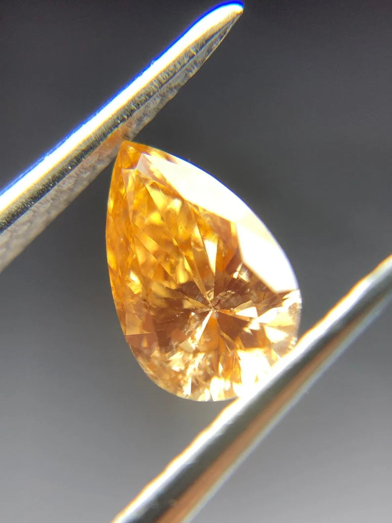 0.48Ct Pear Cut Yellow Lab Grown Diamond