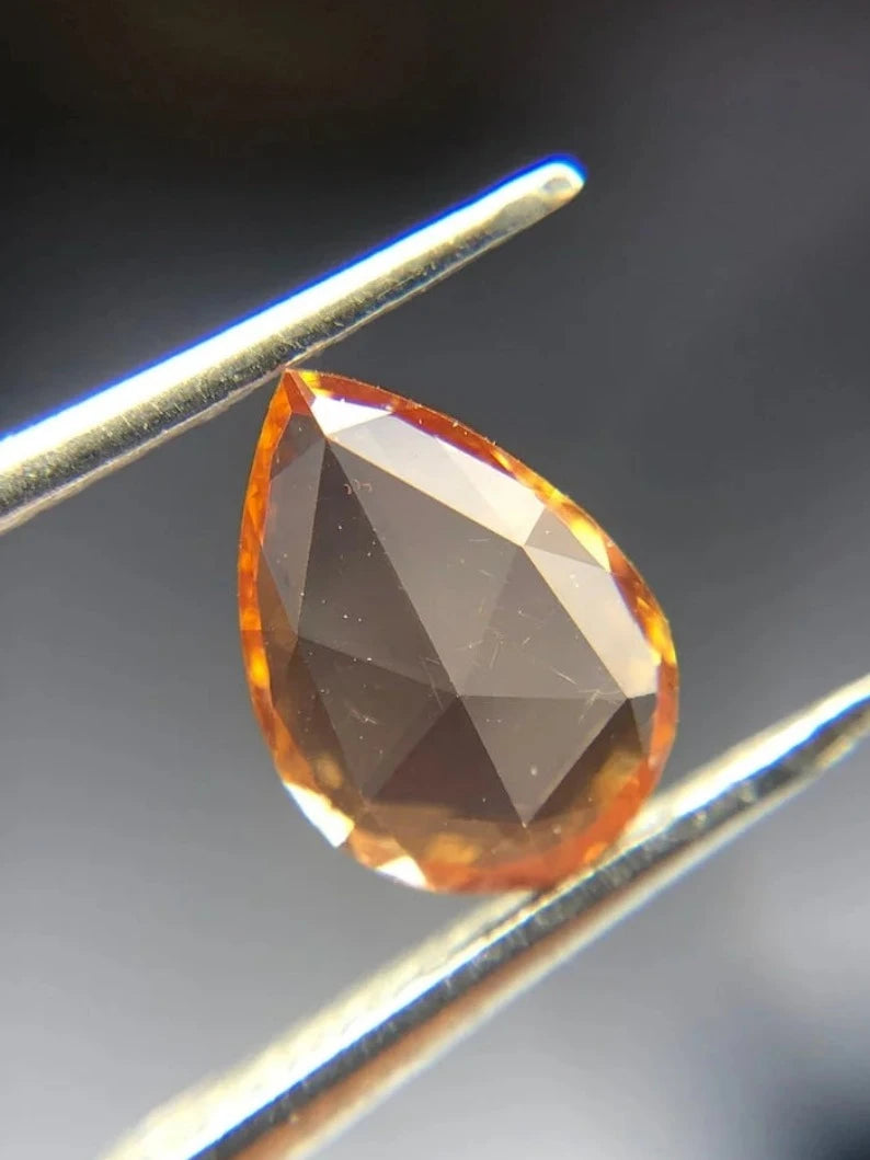 0.44Ct Pear Cut Orange Lab Created Diamond