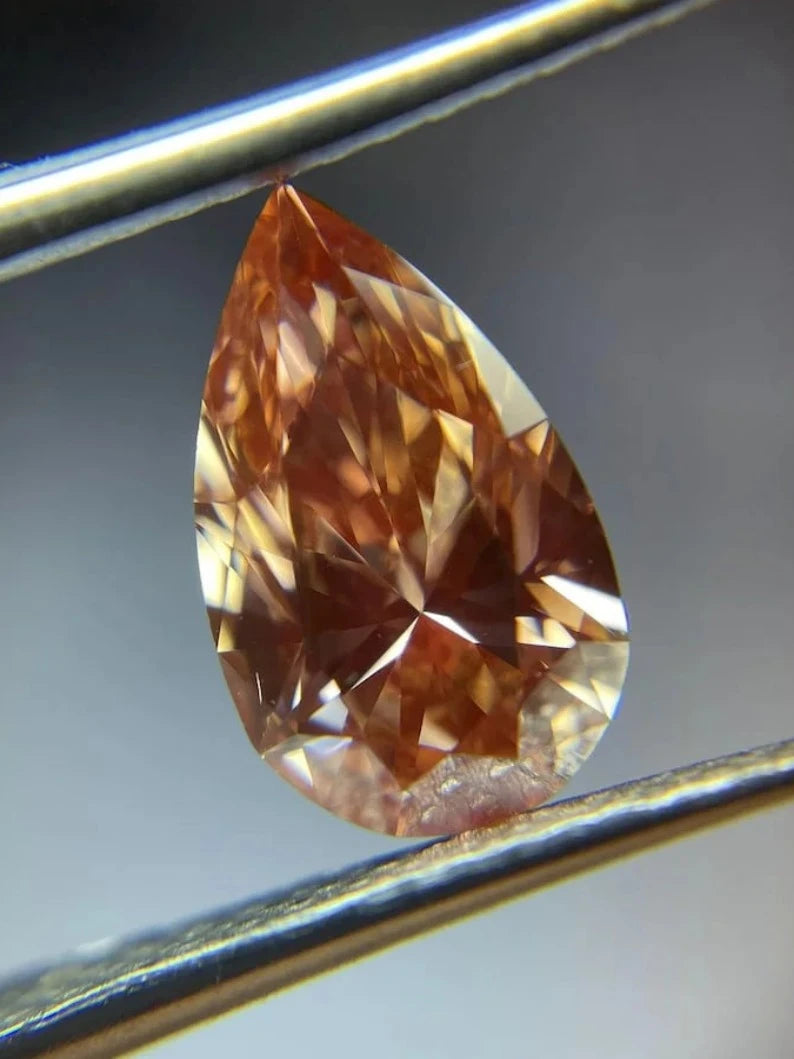 1.19Ct Pear Champagne Color Lab Grown Diamond