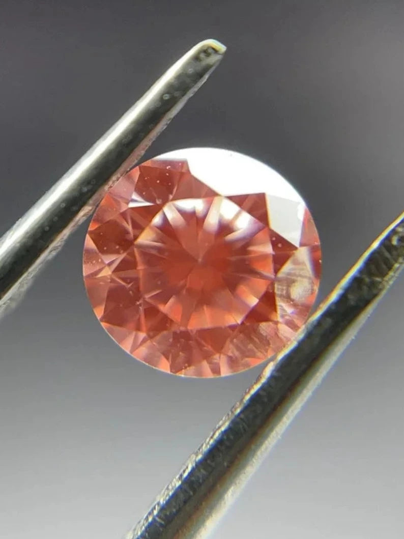 0.25Ct Round Fancy Pink Lab Created Diamond