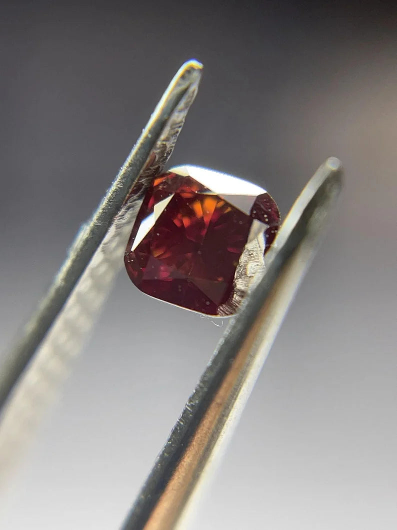 0.25Ct Cushion Cut Lab Grown Red Diamond