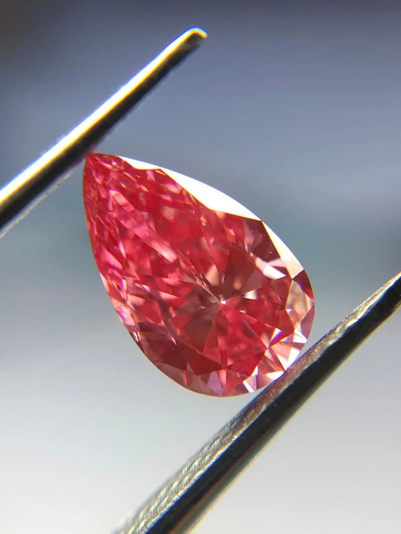 0.67Ct Pink Pear Cut Lab Grown Diamond