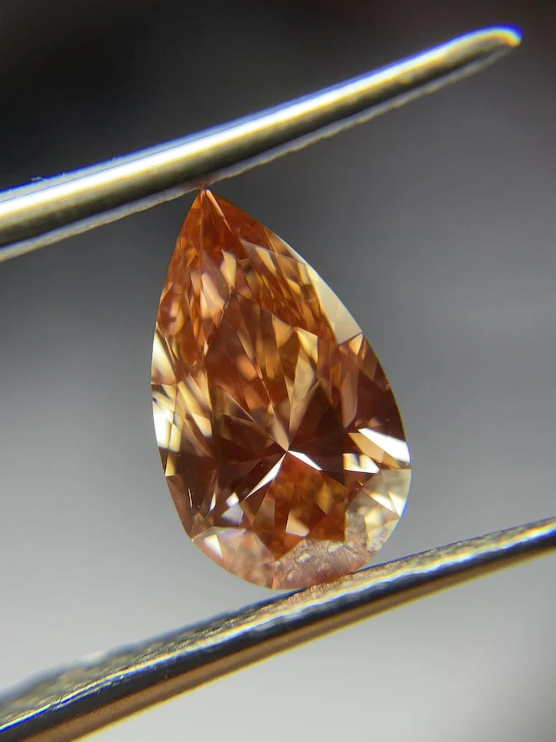 1.19Ct Pear Champagne Color Lab Grown Diamond