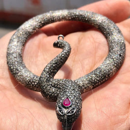 Ruby Snake Vintage Silver Pendant